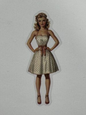 7.25cm x 2.75cm - Vintage Pin-Up PET Stickers | Retro 1940s-1950s Women