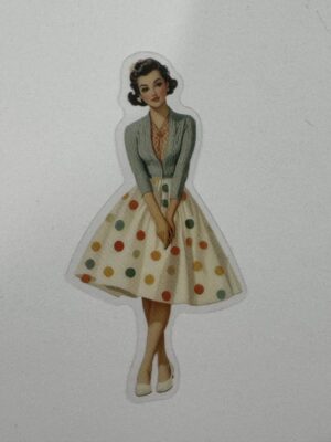 7cm x 3.5cm - Vintage Pin-Up PET Stickers | Retro 1940s-1950s Women