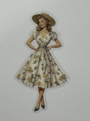 7.5cm x 4cm - Vintage Pin-Up PET Stickers | Retro 1940s-1950s Women