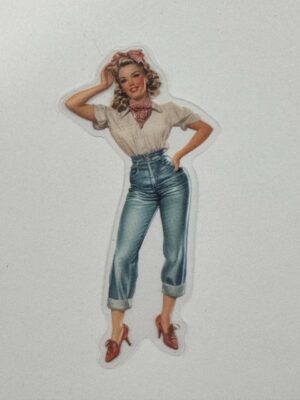 7.5cm x 3.5cm - Vintage Pin-Up PET Stickers | Retro 1940s-1950s Women