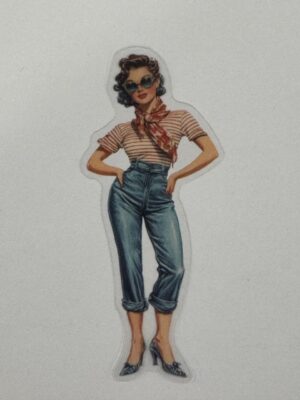 7.5cm x 3cm - Vintage Pin-Up PET Stickers | Retro 1940s-1950s Women