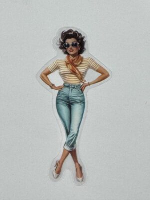 7.5cm x 3.25cm - Vintage Pin-Up PET Stickers | Retro 1940s-1950s Women