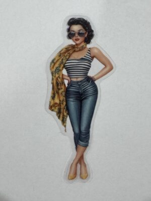 7.25cm x 3cm - Vintage Pin-Up PET Stickers | Retro 1940s-1950s Women