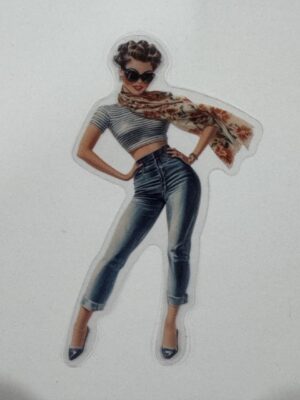 7.5cm x 4cm - Vintage Pin-Up PET Stickers | Retro 1940s-1950s Women