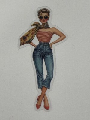 7.25cm x 3.5cm - Vintage Pin-Up PET Stickers | Retro 1940s-1950s Women