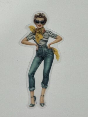 7.5cm x 3.25cm - Vintage Pin-Up PET Stickers | Retro 1940s-1950s Women