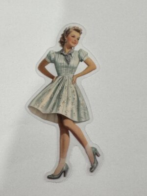 7cm x 3.5cm - Vintage Pin-Up PET Stickers | Retro 1940s-1950s Women