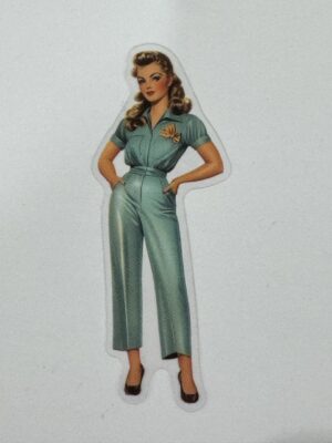 7.5cm x 2.5cm - Vintage Pin-Up PET Stickers | Retro 1940s-1950s Women