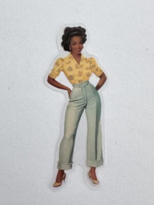 7.5cm x 2.75cm - Vintage Pin-Up PET Stickers | Retro 1940s-1950s Women