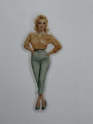 7.5cm x 3cm - Vintage Pin-Up PET Stickers | Retro 1940s-1950s Women