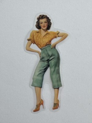 7.5cm x 3.5cm - Vintage Pin-Up PET Stickers | Retro 1940s-1950s Women