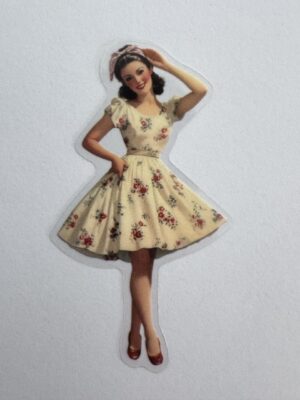 7.5cm x 4cm - Vintage Pin-Up PET Stickers | Retro 1940s-1950s Women