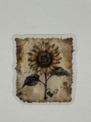 4.5cm x 4cm - Vintage-Inspired Transparent PET Stickers - Sunflower
