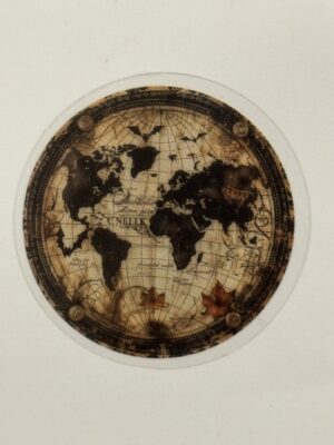 5cm x 5cm - Vintage-Inspired Transparent PET Stickers - World Map