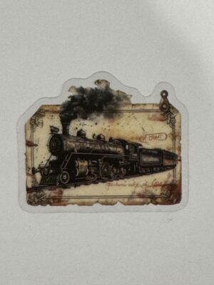 5cm x 4cm - Vintage-Inspired Transparent PET Stickers - Train