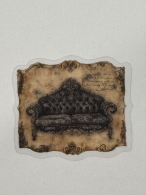 5cm x 4.5cm - Vintage-Inspired Transparent PET Stickers - Couch