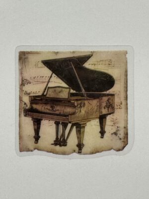 5cm x 5cm - Vintage-Inspired Transparent PET Stickers - Piano