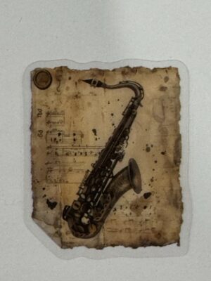 5cm x 4cm - Vintage-Inspired Transparent PET Stickers - Saxophone