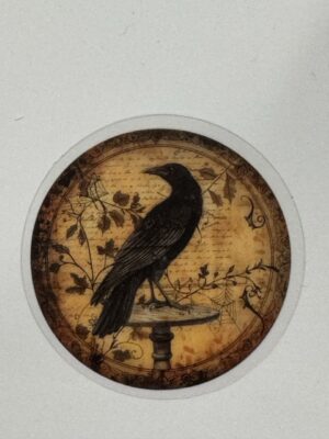 5cm x 5cm - Vintage-Inspired Transparent PET Stickers - Crow
