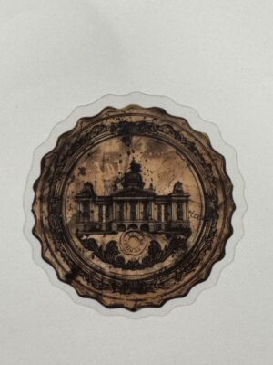 5cm x 5cm - Vintage-Inspired Transparent PET Stickers - Building