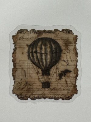5cm x 4.5cm - Vintage-Inspired Transparent PET Stickers - Hot Air Balloon