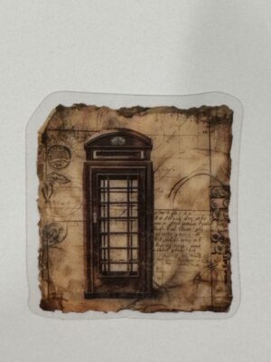 4.5cm x 4.5cm - Vintage-Inspired Transparent PET Stickers - Phone Booth