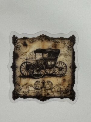 4.5cm x 4.5cm - Vintage-Inspired Transparent PET Stickers - Carriage