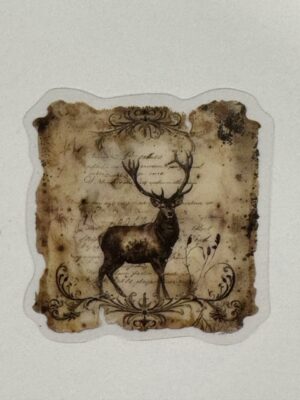 4.5cm x 4.5cm - Vintage-Inspired Transparent PET Stickers - Deer
