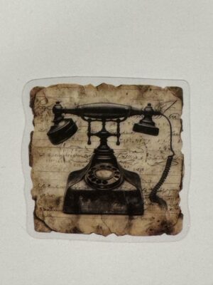 4.5cm x 4.5cm - Vintage-Inspired Transparent PET Stickers - Telephone