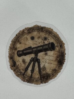 5cm x 5cm - Vintage-Inspired Transparent PET Stickers - Telescope