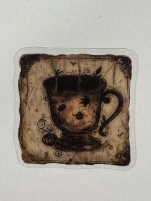 4.5cm x 4.5cm - Vintage-Inspired Transparent PET Stickers - Cup