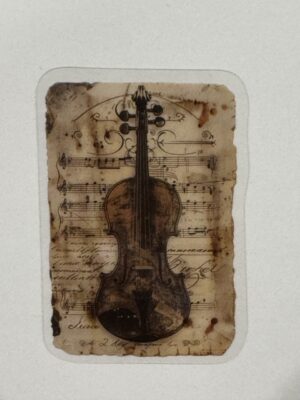 5.5cm x 4cm - Vintage-Inspired Transparent PET Stickers - Violin
