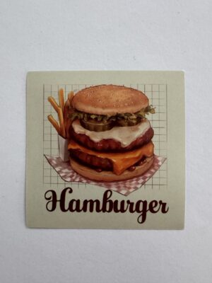 5.5cm x 5.5cm - Retro Food Advertisement Stickers - Hamburger