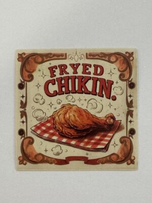 5cm x 5cm - Retro Food Advertisement Stickers - Fryed Chikin
