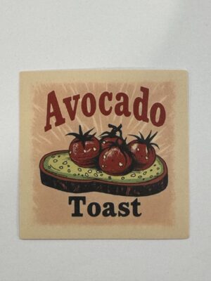 5cm x 5cm - Retro Food Advertisement Stickers - Avocado