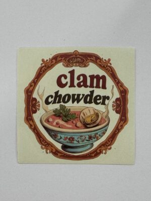 5cm x 5cm - Retro Food Advertisement Stickers - Clam Chowder