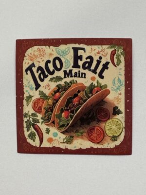 5cm x 5cm - Retro Food Advertisement Stickers - Taco