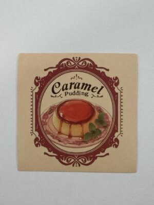 5cm x 5cm - Retro Food Advertisement Stickers - Caramel Pudding