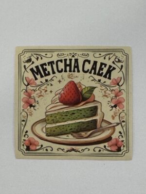 5cm x 5cm - Retro Food Advertisement Stickers - Cake