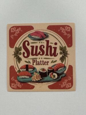 5cm x 5cm - Retro Food Advertisement Stickers - Sushi