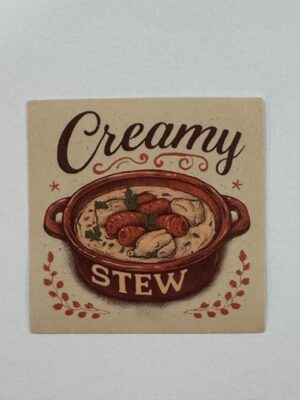 5cm x 5cm - Retro Food Advertisement Stickers - Stew