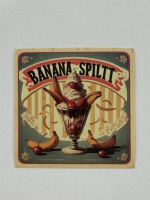 5cm x 5cm - Retro Food Advertisement Stickers - Banana Split