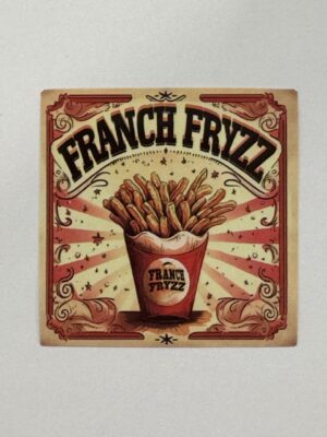5cm x 5cm - Retro Food Advertisement Stickers - Fries