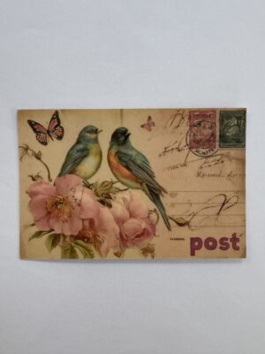 14.5cm x 10cm Post Card - Vintage Style Bird Botanical