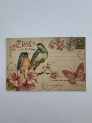 14.5cm x 10cm Post Card - Vintage Style Bird Botanical