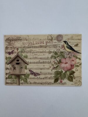14.5cm x 10cm Post Card - Vintage Style Bird Botanical