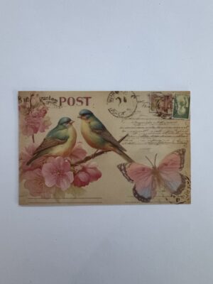 14.5cm x 10cm Post Card - Vintage Style Bird Botanical