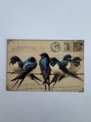 14.5cm x 10cm Post Card - Vintage Style Bird Botanical