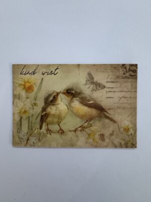 14.5cm x 10cm Post Card - Vintage Style Bird Botanical