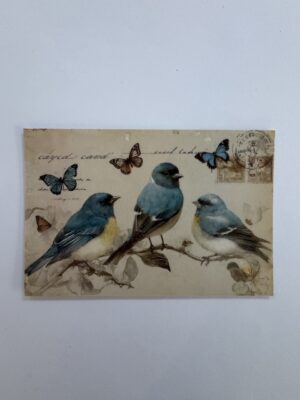 14.5cm x 10cm Post Card - Vintage Style Bird Botanical